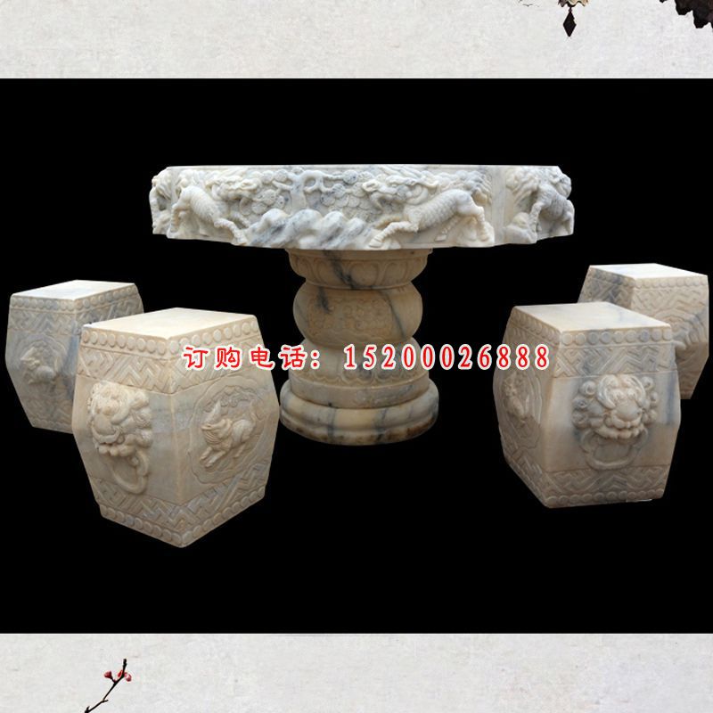 园林景观雕塑，仿古石桌凳