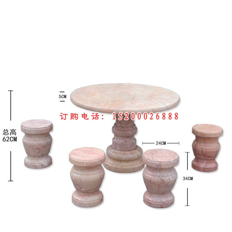 圆桌圆凳石雕，大理石桌椅
