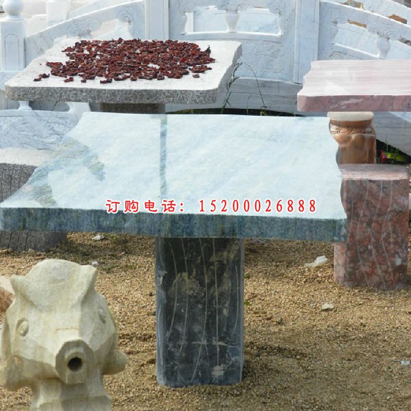 方桌方凳石雕，公园石桌凳 (1)