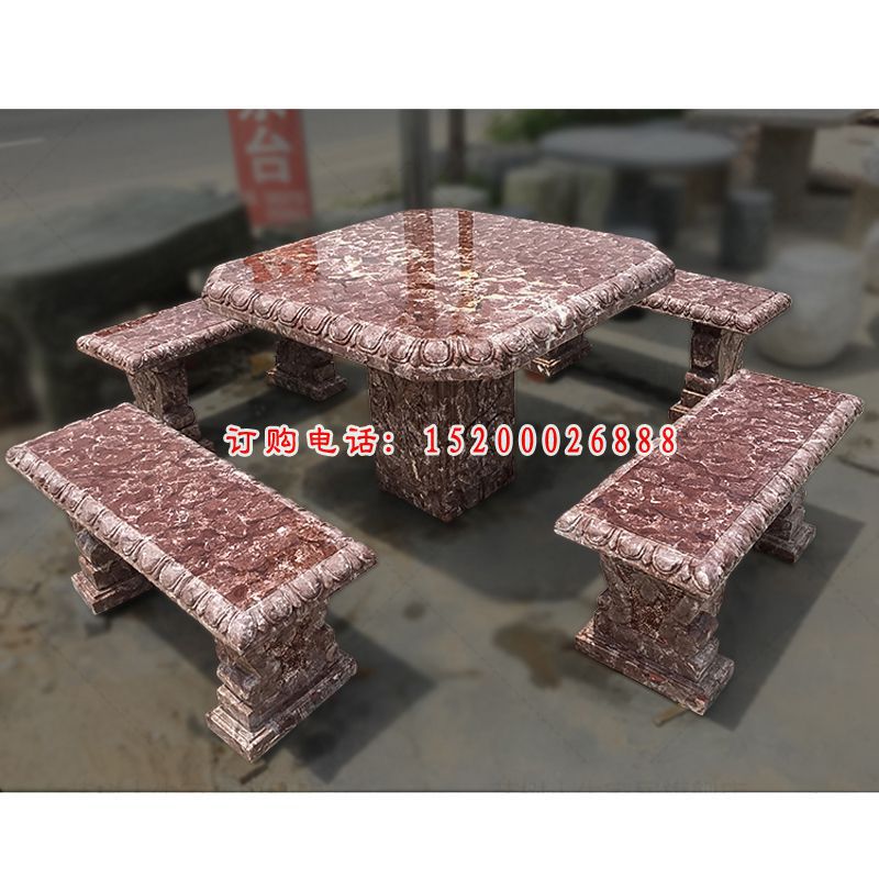 方形石桌椅，酒店景观石雕