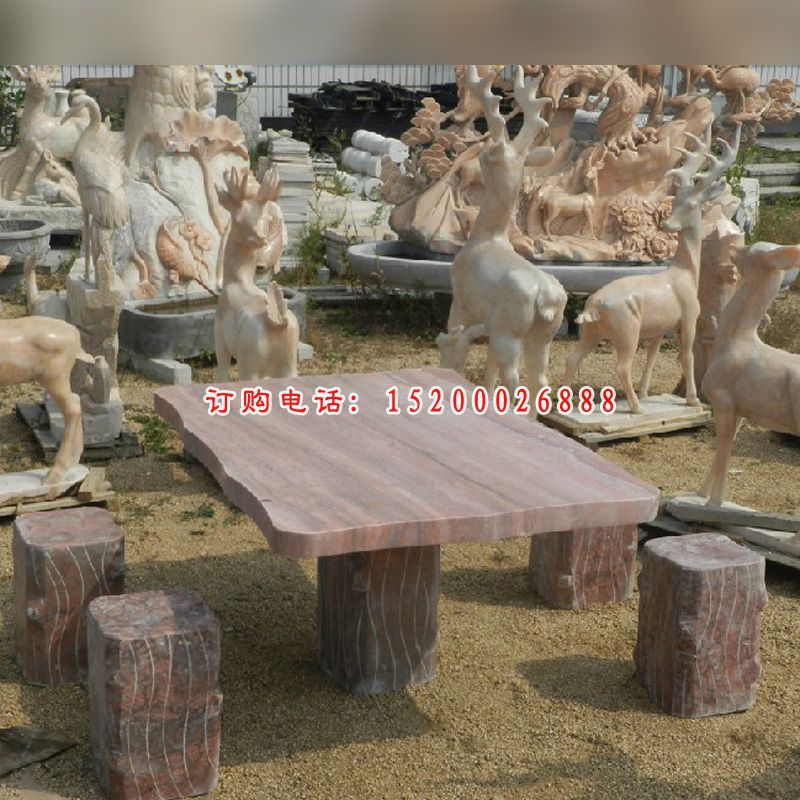 方桌方凳石雕，公园石桌凳 (4)