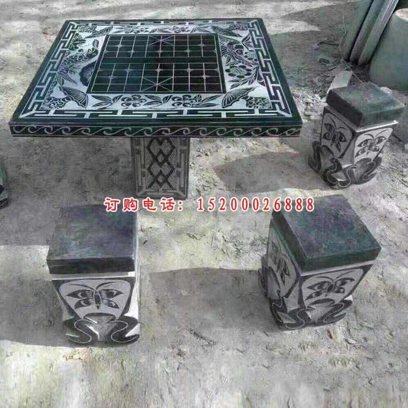 可下棋的桌子石雕，青石方桌方凳