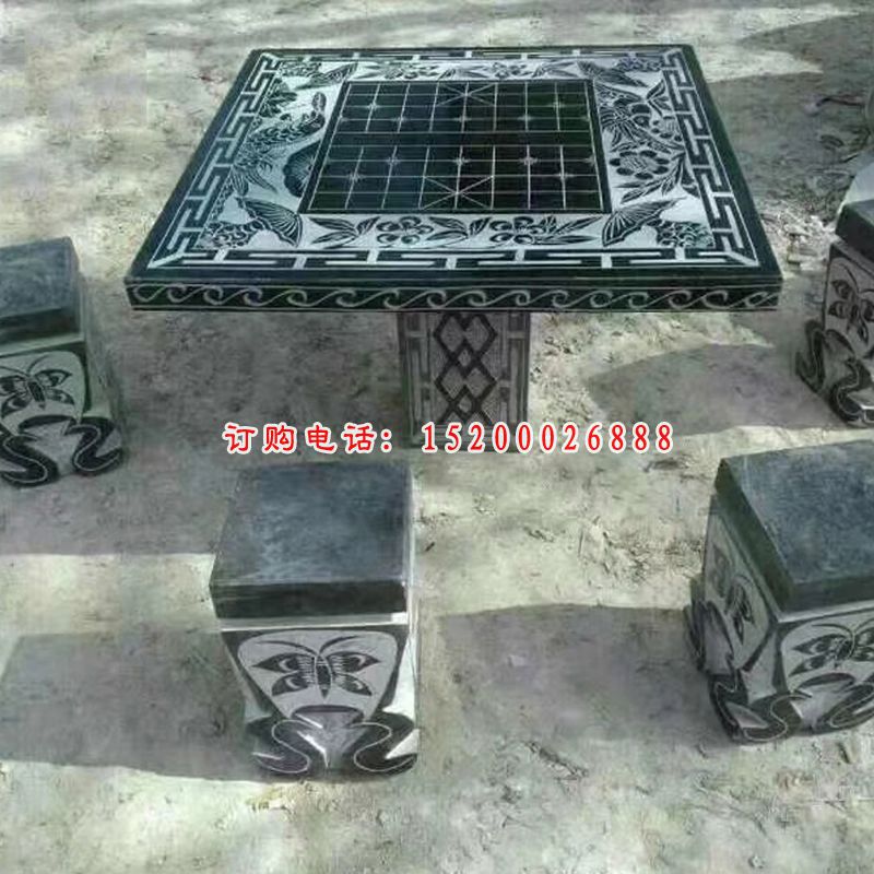 棋盘浮雕方桌凳 公园石桌凳