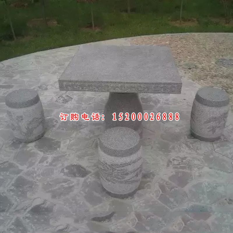 石雕方桌，石雕桌椅