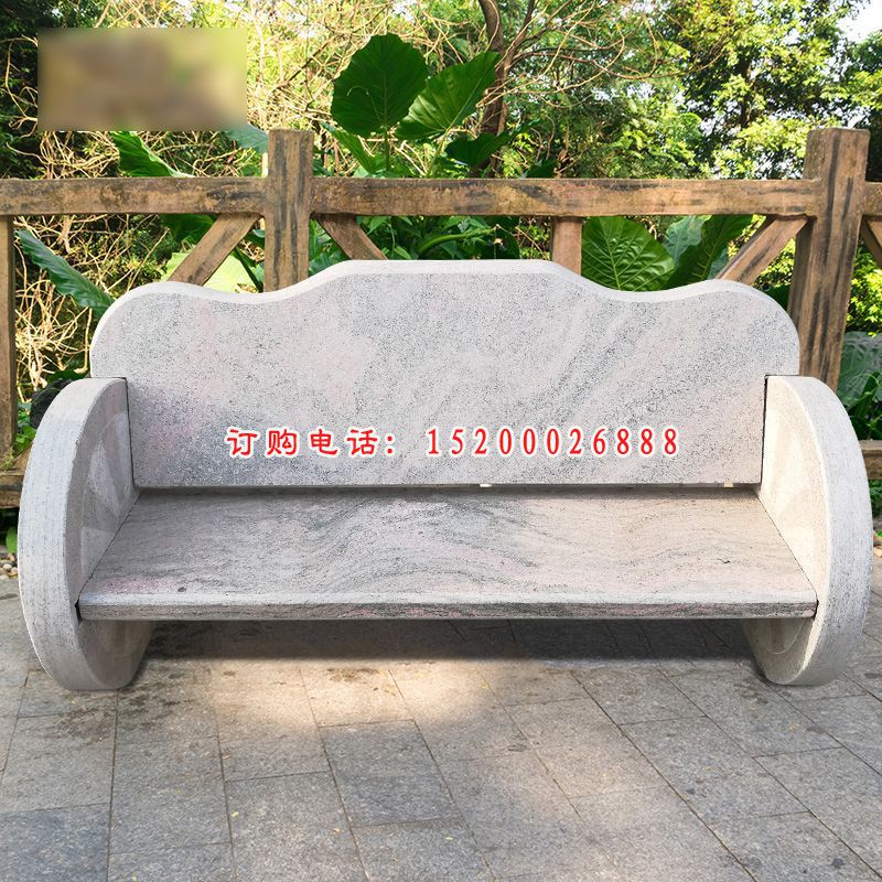 公园长椅石雕，靠背椅石雕