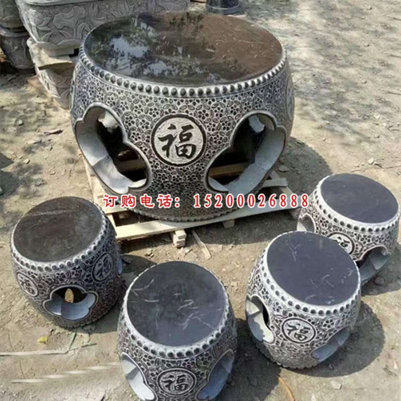 青石仿古空心桌椅   石雕公园景观摆件 (15)