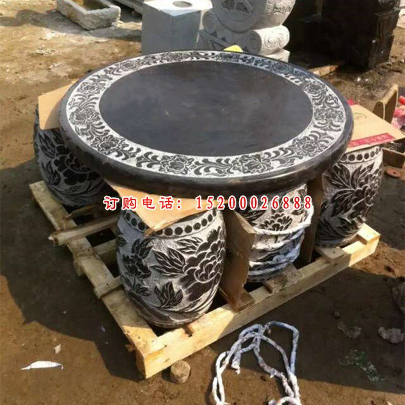 仿古石圆桌，公园景观石雕 (2)