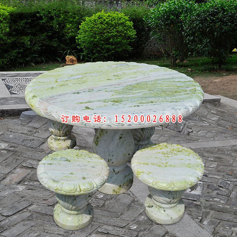 草白玉石桌  石雕广场景观雕塑
