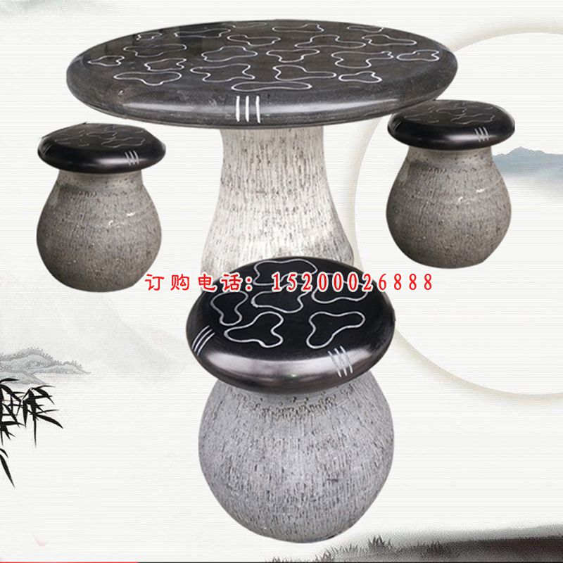 大理石图像桌椅  石雕小区景观