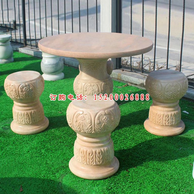 大理石圆形桌凳  石雕小区景观雕塑 (2)