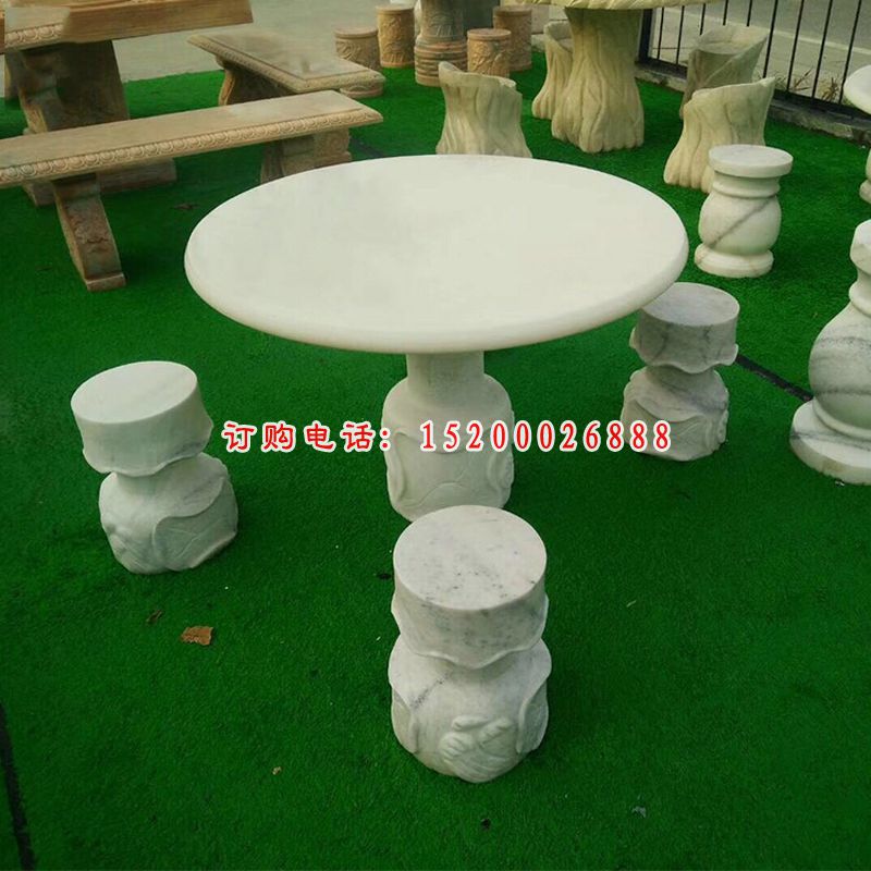 大理石圆形桌凳  石雕小区景观雕塑 (4)