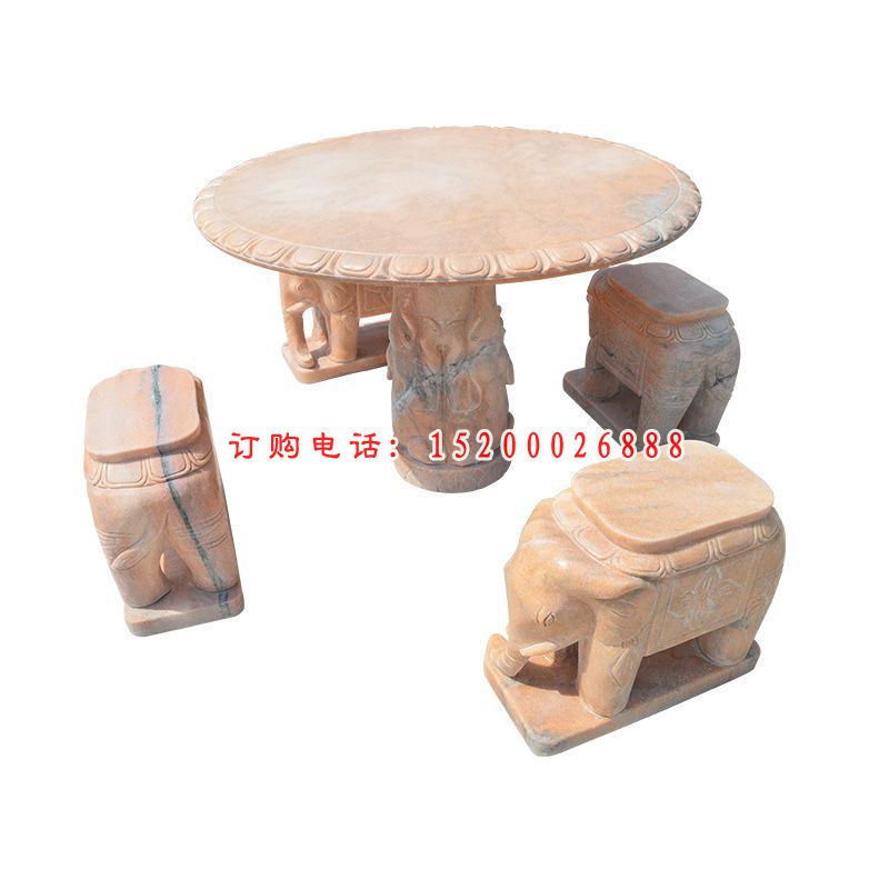 大理石桌凳  石雕景观雕塑