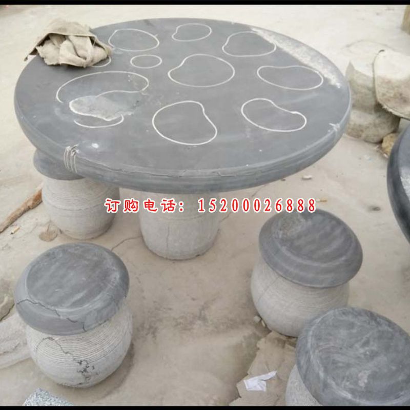 大理石桌凳雕塑，公园景观石雕 (2)