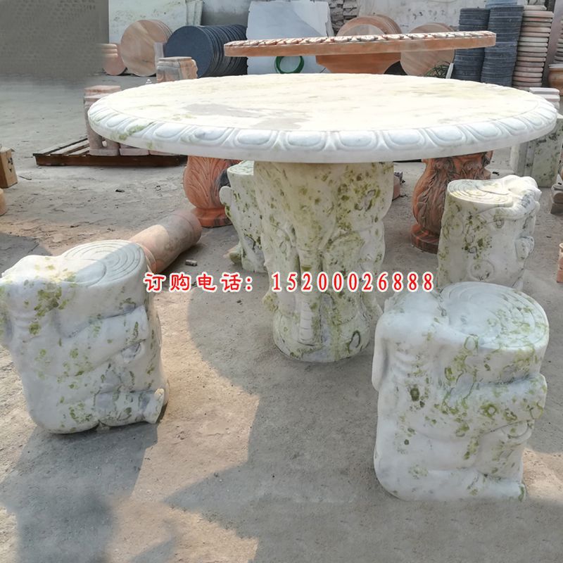 大理石桌椅  石雕小区景观雕塑 (2)