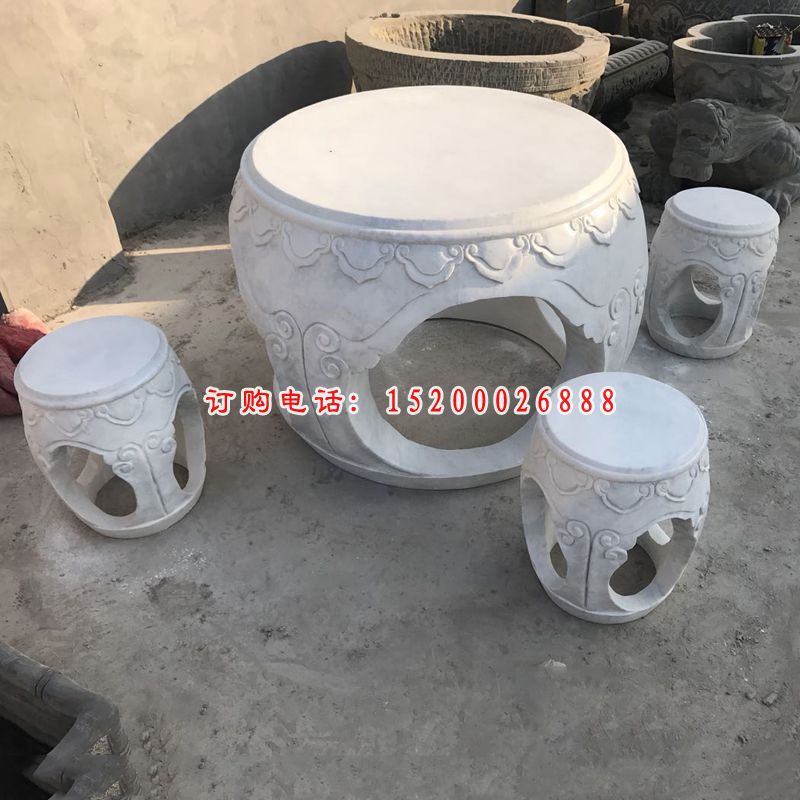 大理石桌椅  石雕小区景观雕塑 (7)