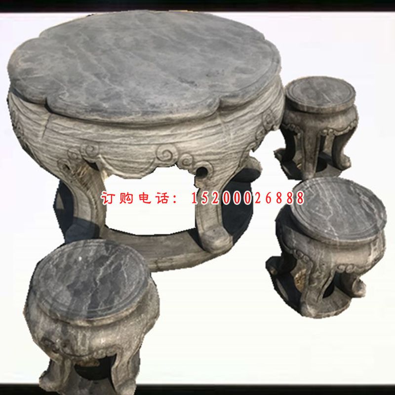 仿古石雕桌椅，青石桌凳