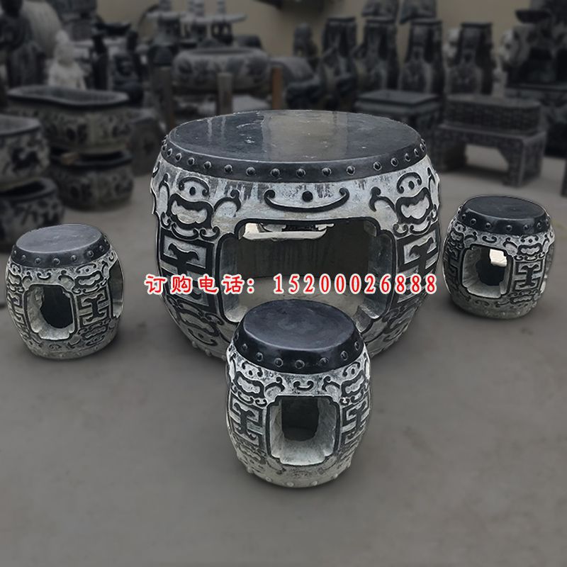 仿古石桌凳，青石桌凳雕塑