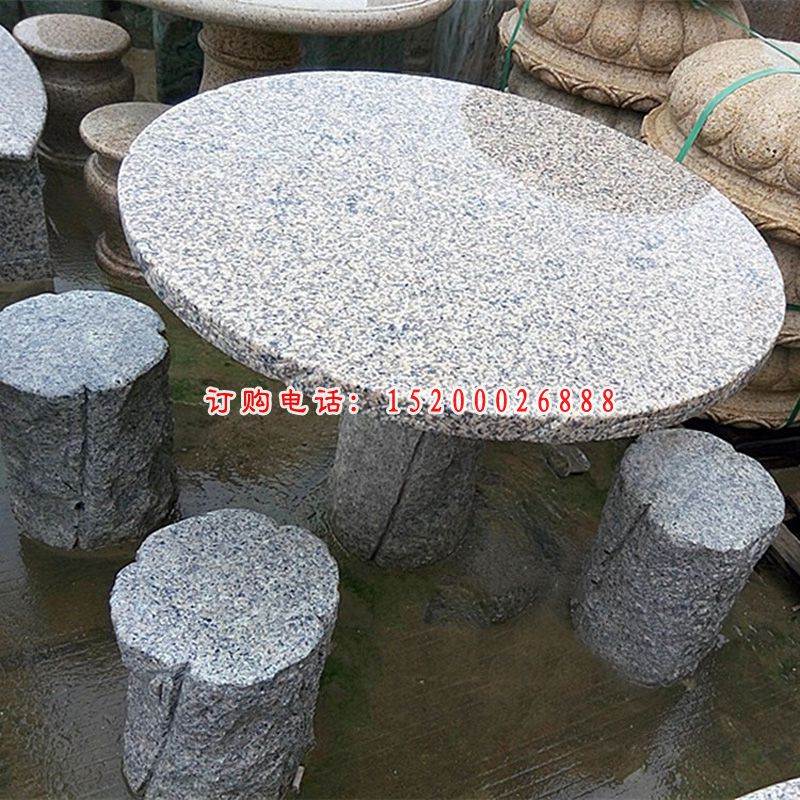 仿木头圆桌凳石雕 公园石桌凳 (8)