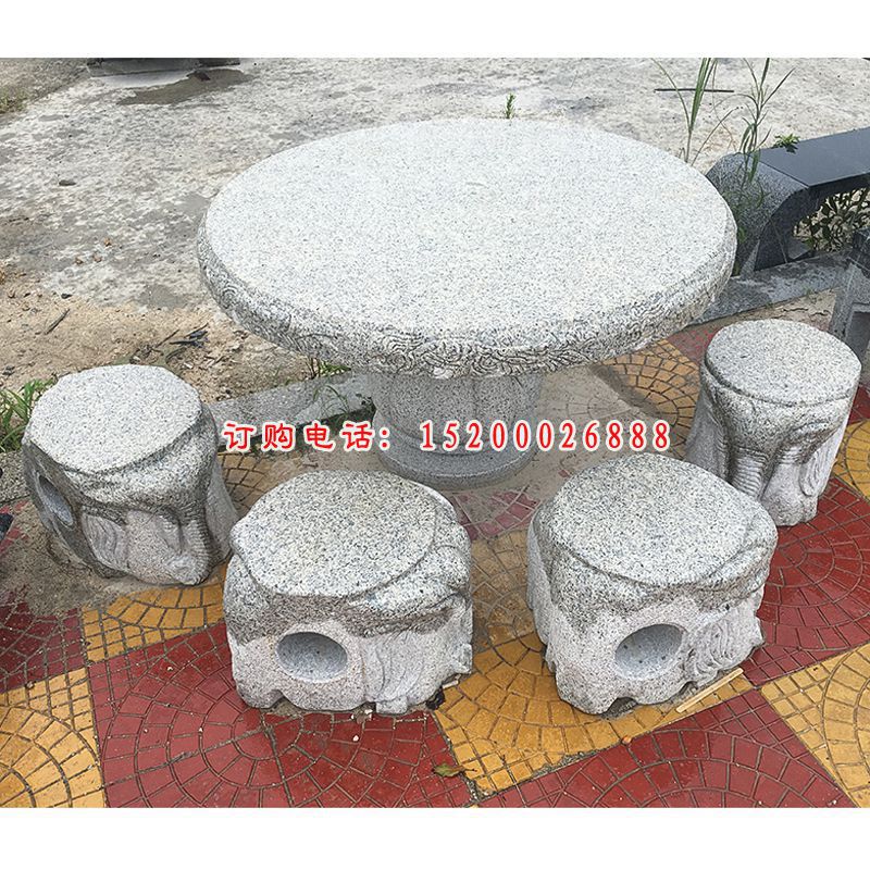 公园景观石雕，象鼻桌凳 (1)