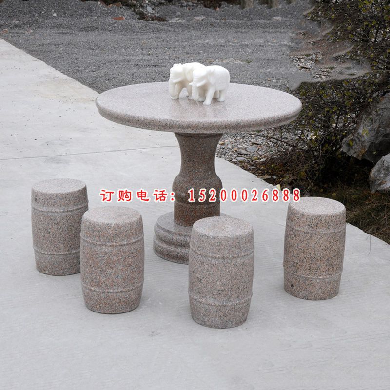 花岗岩桌椅石雕，公园石桌凳