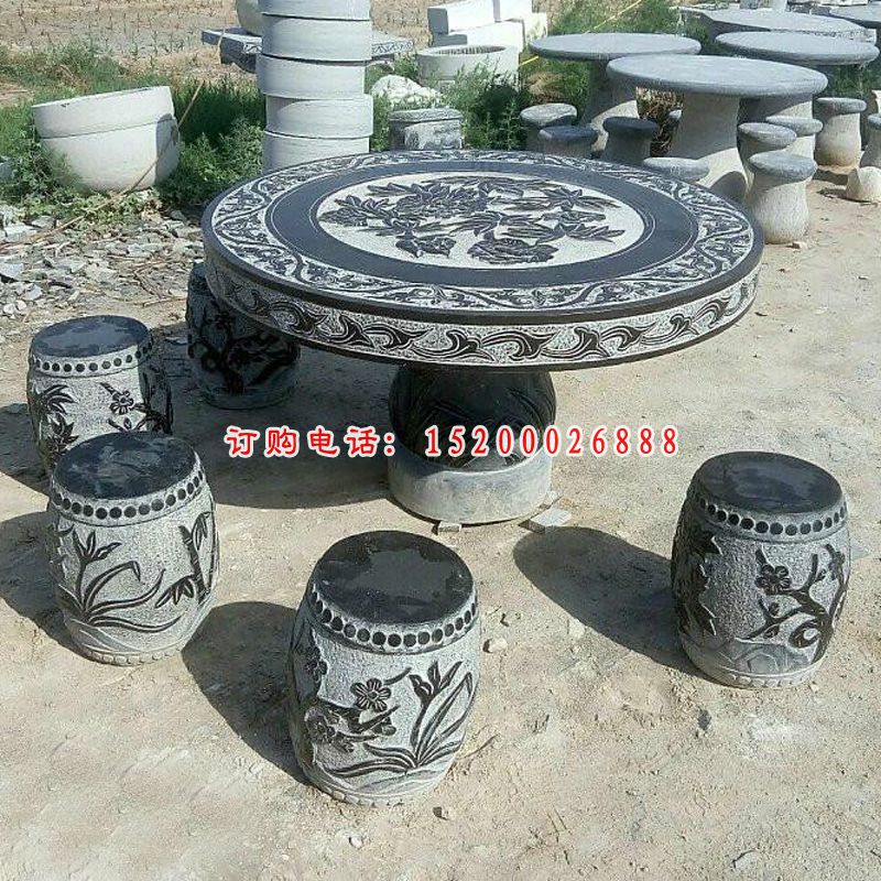 青石仿古空心桌椅   石雕公园景观摆件 (11)