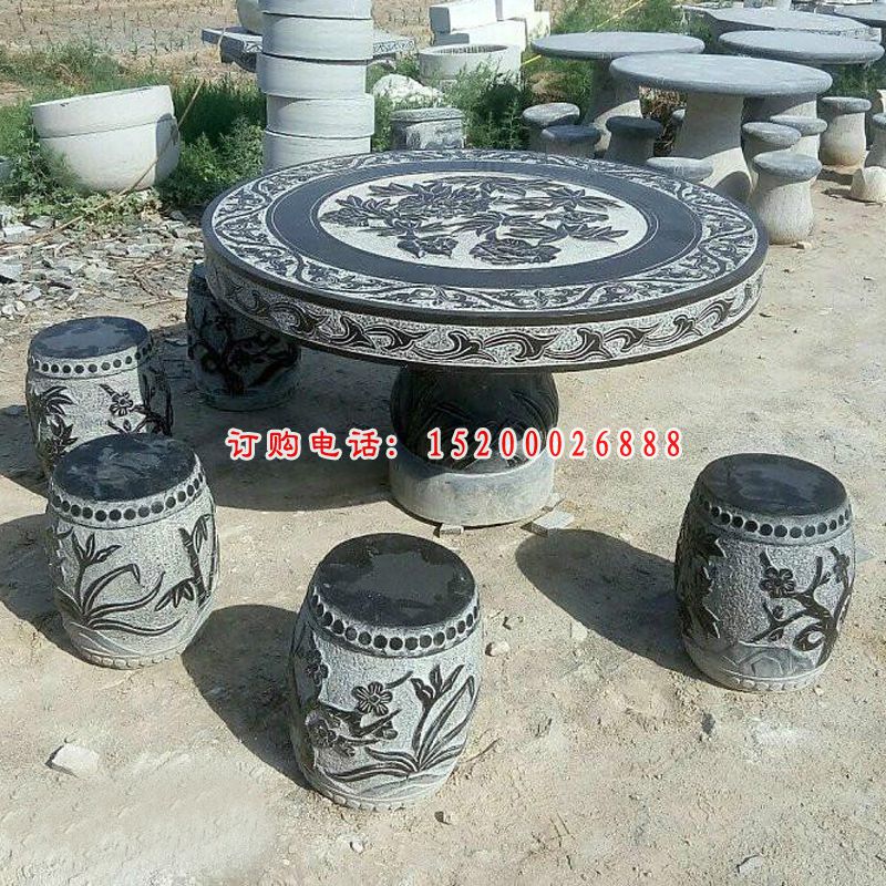 青石仿古空心桌椅   石雕公园景观摆件 (12)
