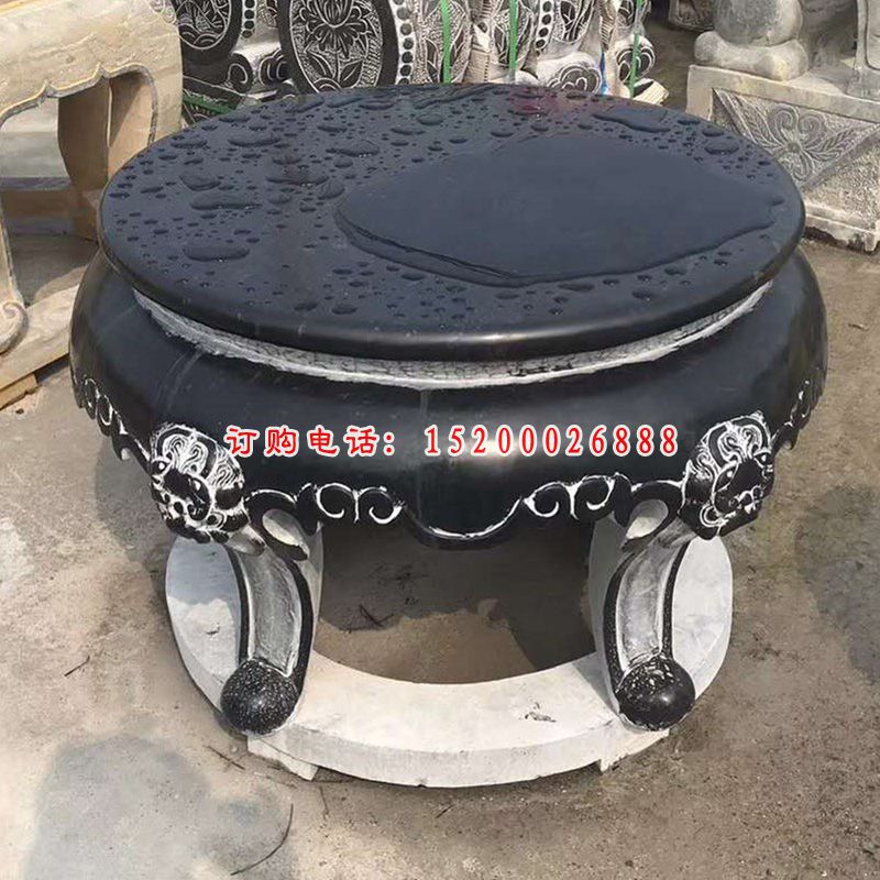 青石鸳鸯凳子   石雕公园景观雕塑 (2)