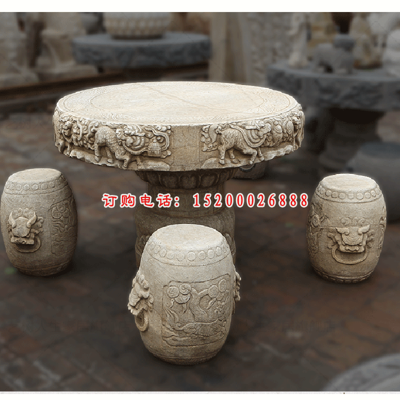 石雕桌凳，公园景观石雕