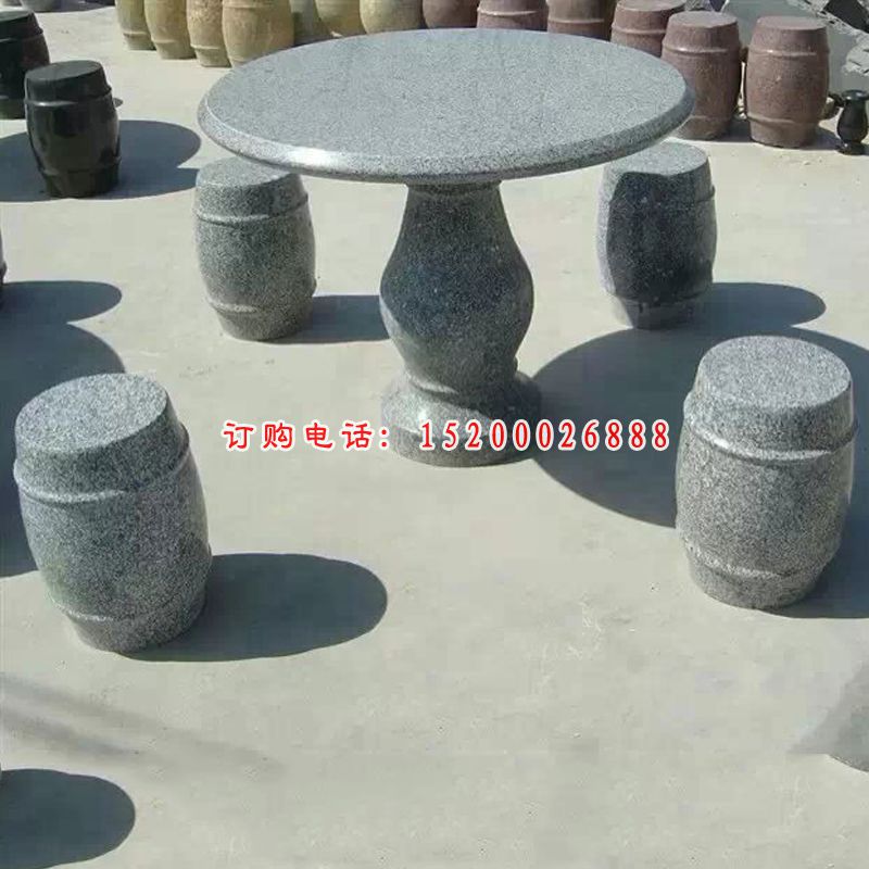圆桌圆凳石雕，石雕桌椅 (1)