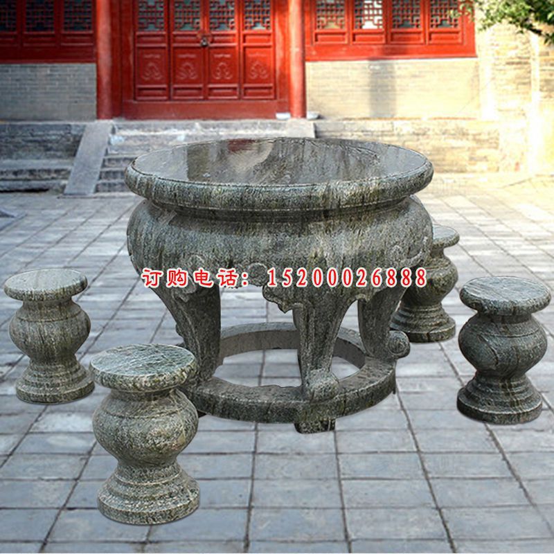 园林景观石雕，仿古石桌凳