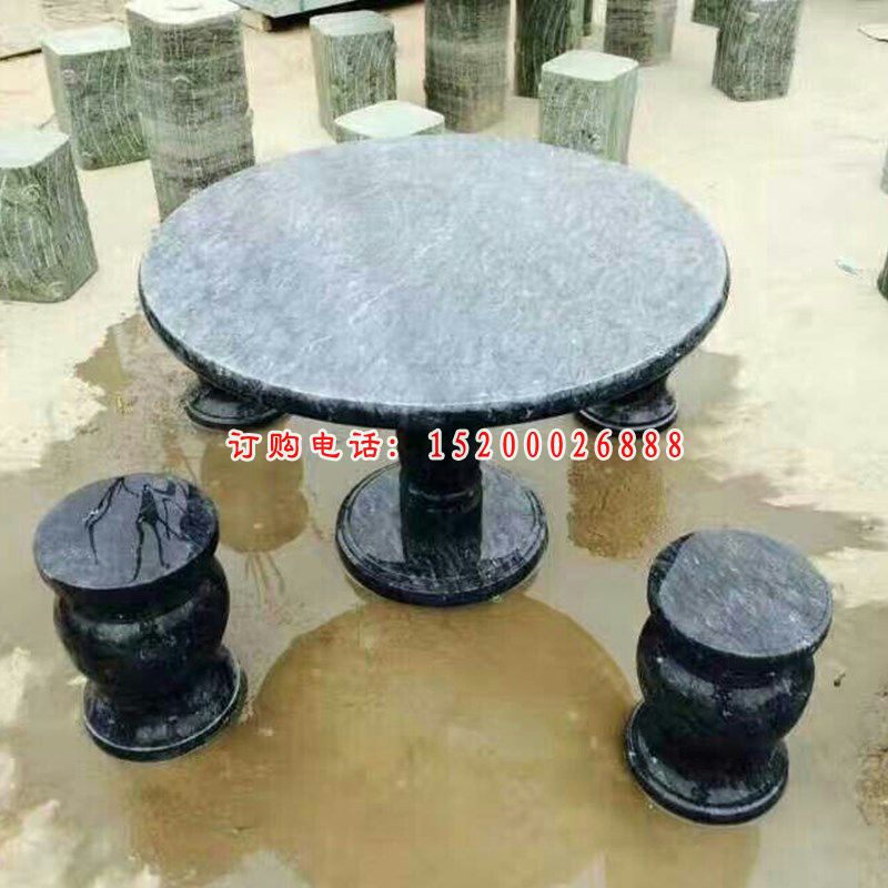 庭院圆形桌凳石雕 公园桌凳雕塑摆件