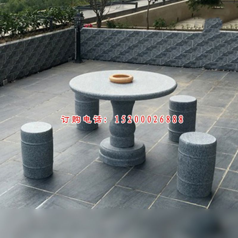 庭院石桌椅，圆桌圆凳石雕