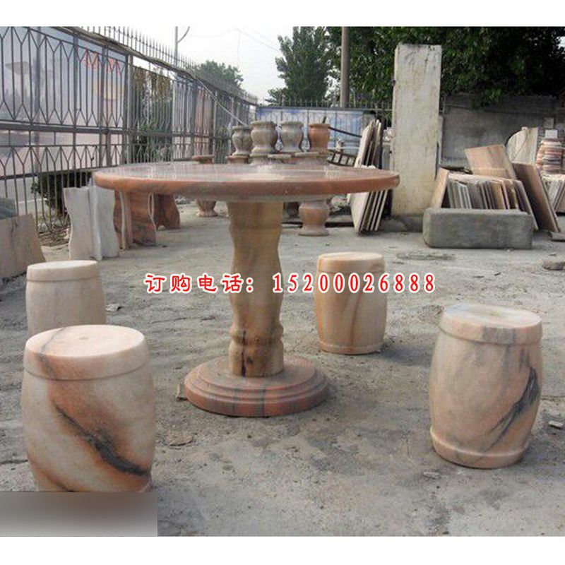 圆桌圆凳石雕，石雕桌椅 (3)