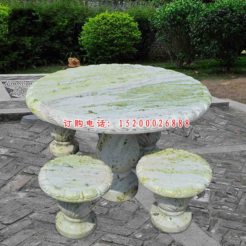 圆桌圆凳石雕，大理石桌椅