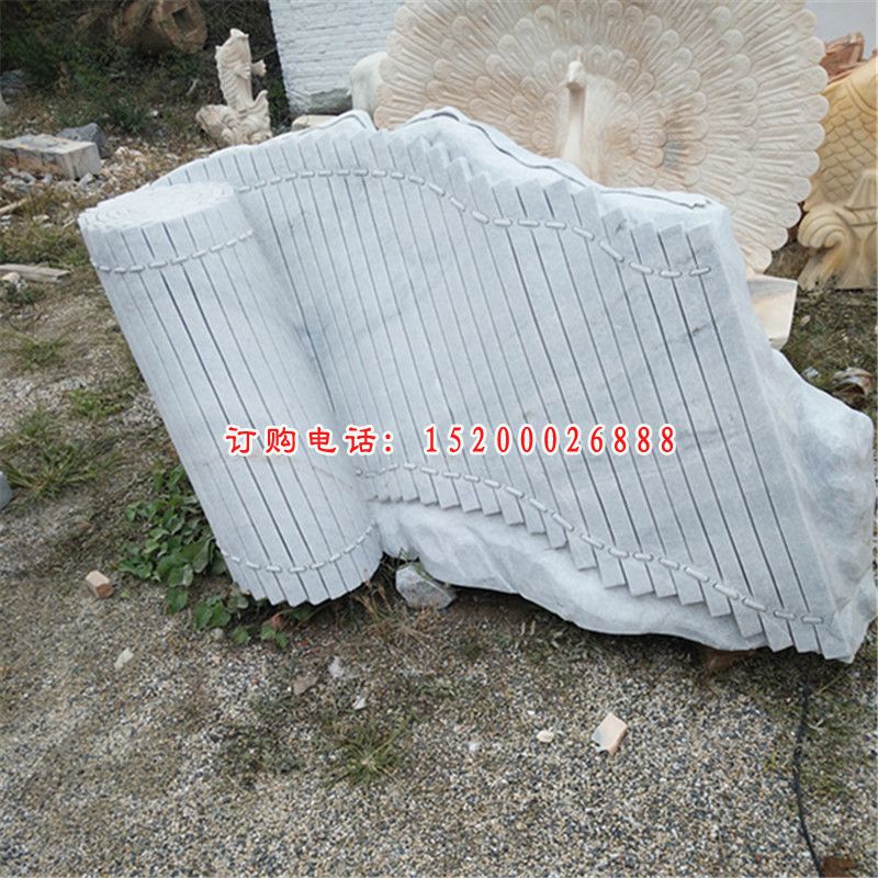 校园景观石雕，汉白玉竹简 (1)