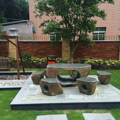 创意桌凳石雕 庭院异形桌凳 