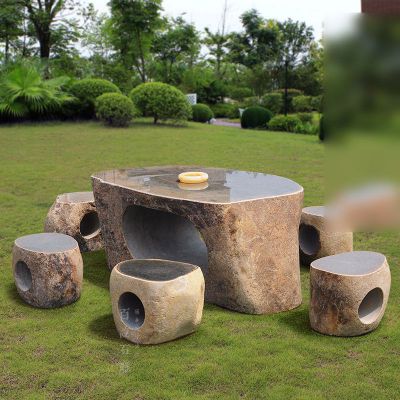 大理石空心桌凳  石雕广场景观雕塑