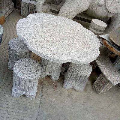 仿木头圆桌凳石雕 公园石桌凳 