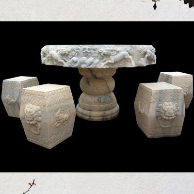 园林景观雕塑，仿古石桌凳