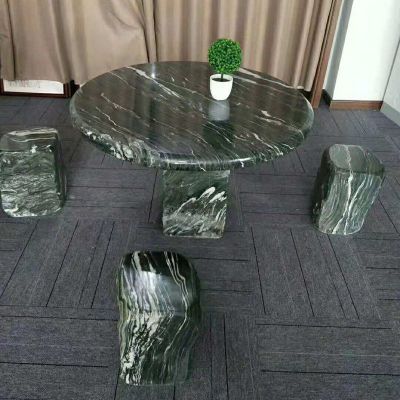 草白玉桌椅   石雕别墅景观摆件