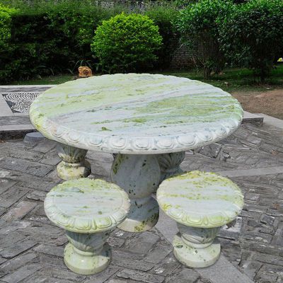 草白玉石桌  石雕广场景观雕塑