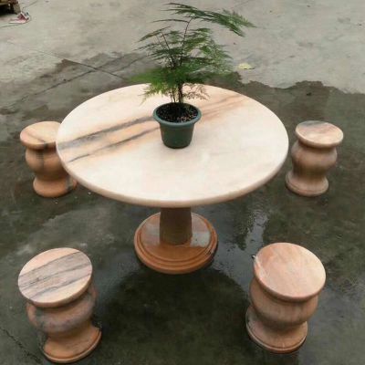 大理石荷花石桌 石雕小区景观雕塑 