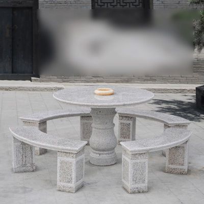 大理石荷花石桌 石雕小区景观雕塑