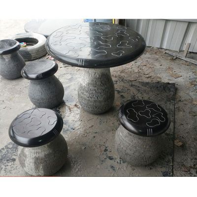 大理石花纹桌椅  石雕公园景观雕塑