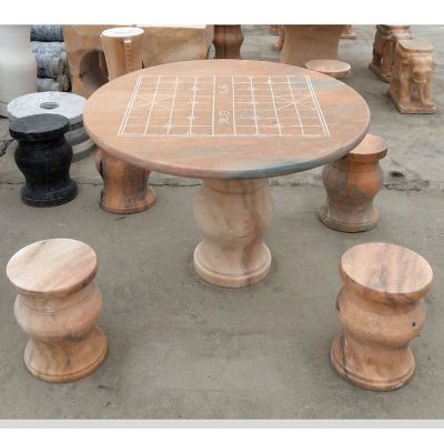 大理石象棋桌凳  石雕庭院景观摆件