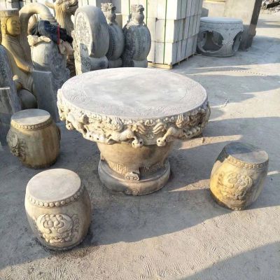 大理石桌凳  石雕小区景观雕塑 