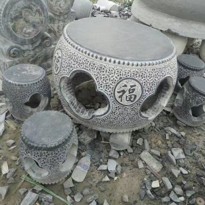 大理石桌椅  石雕公园景观雕塑