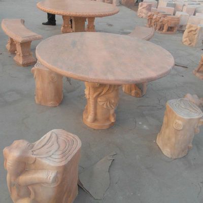 仿古桌凳石雕，石雕圆桌凳