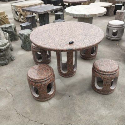 圆形石桌凳，园林景观石雕