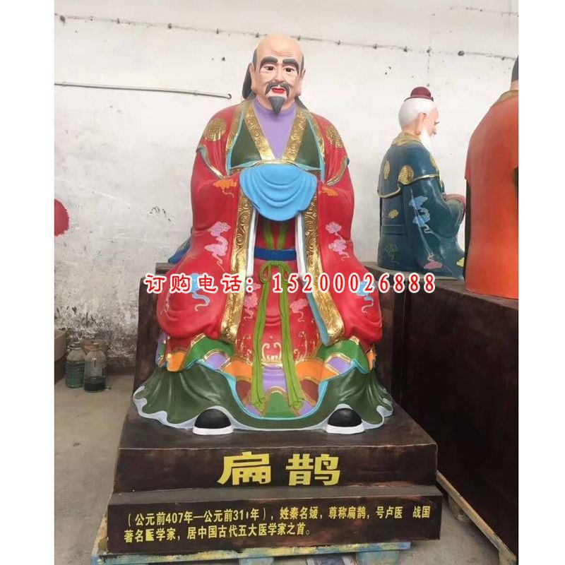 玻璃钢彩绘扁鹊雕塑，古代人物雕塑 (2)